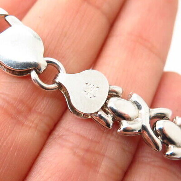 925 Sterling Silver 2-Tone Italy Milor "XO" Chain Necklace 18" - Picture 5 of 5